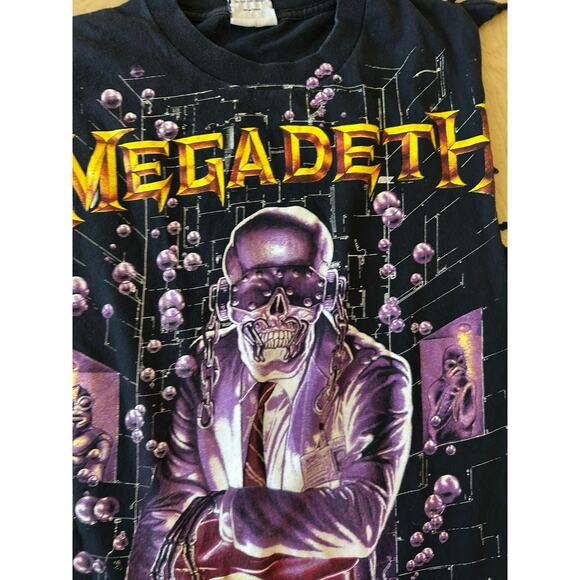 VTG 1991 Megadeth Shirt Rust In Peace Hangar Bubbles Metal Grunge WILD OATS RARE - Picture 12 of 16